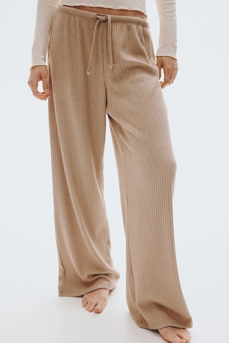 Wide-Leg Rib-Knit Pants