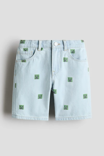 Short en denim imprimé