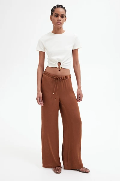 Wide-Leg Drawstring Pants