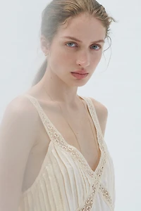 Lace-Trimmed Pintucked Top