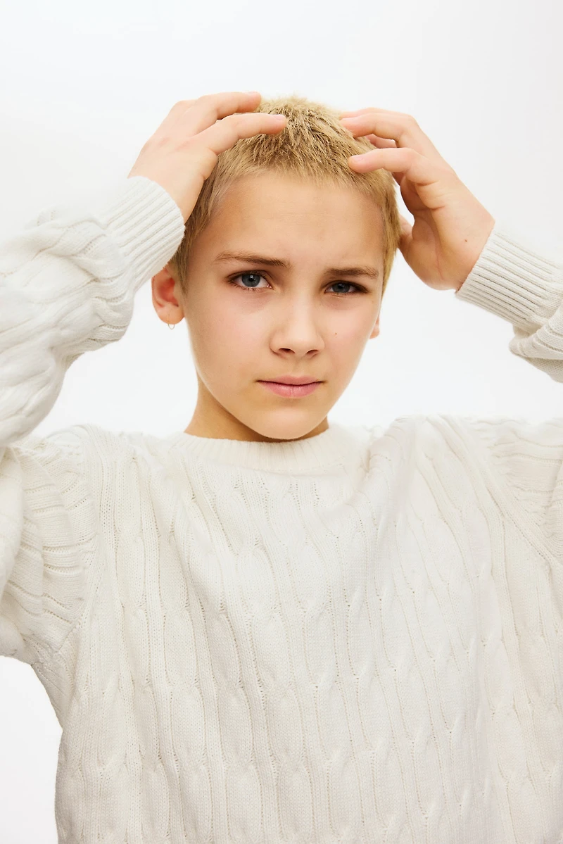 Chandail en tricot torsadé de coton