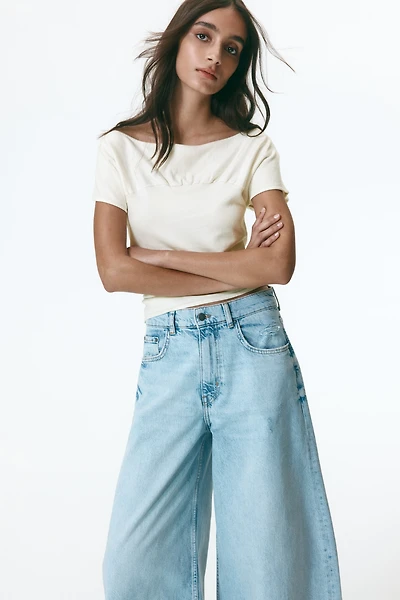 Gathered Cap-Sleeved Top