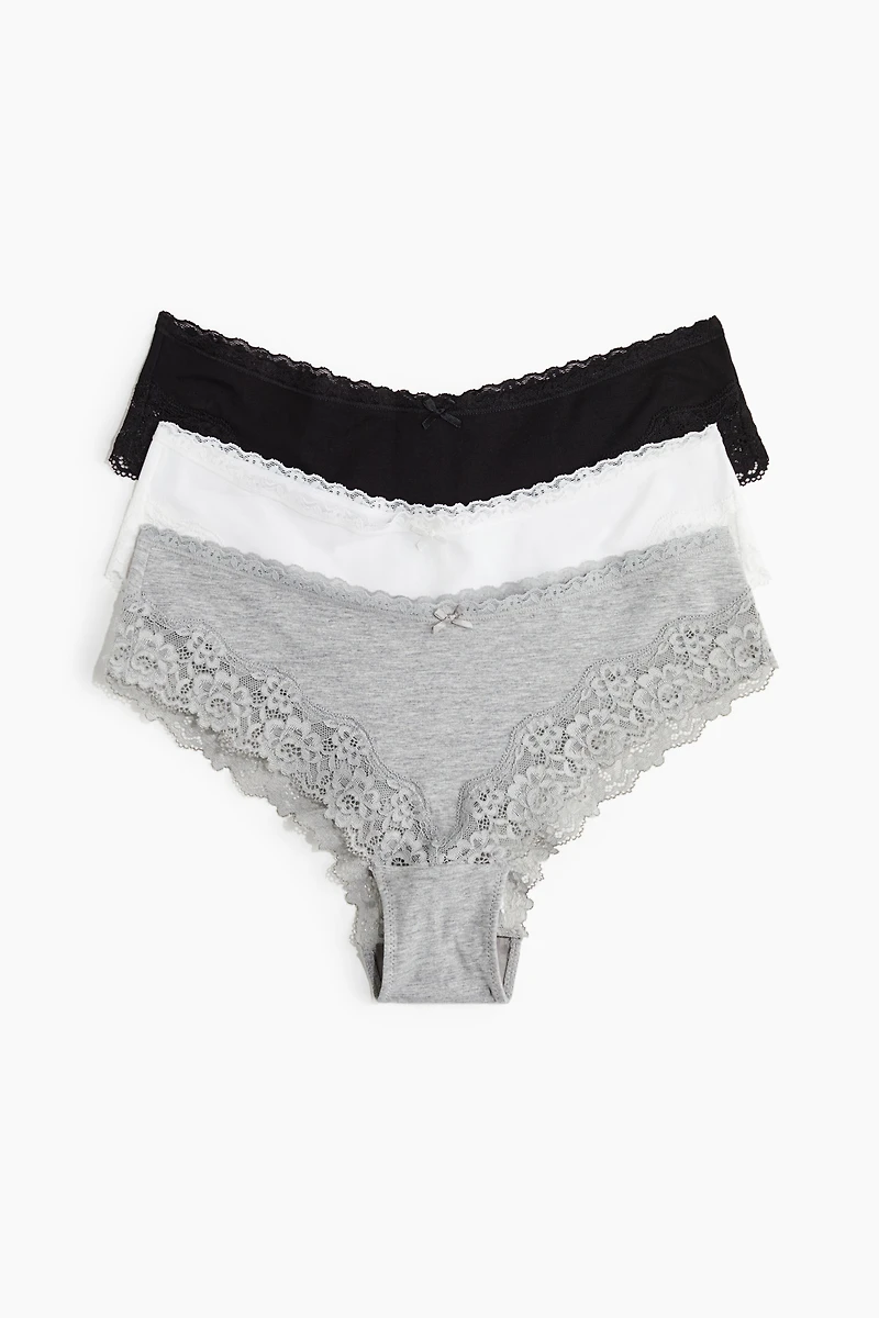 Lot de 3 culottes en coton et dentelle