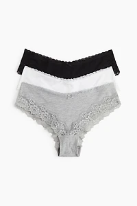 Lot de 3 culottes en coton et dentelle