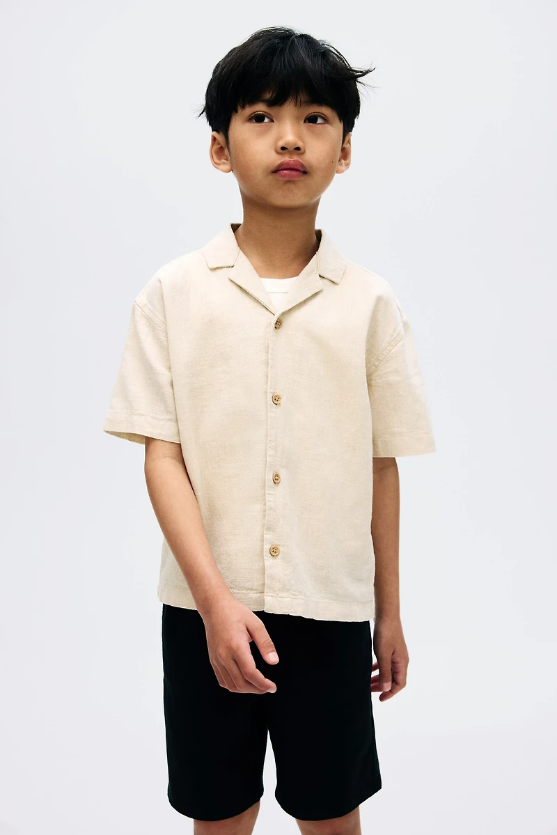 Chemise en lin mélangé avec col cubain