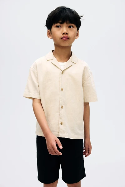 Chemise en lin mélangé avec col cubain