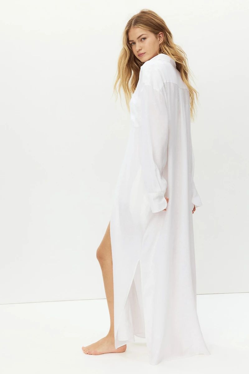 Linen-Blend Shirt Dress