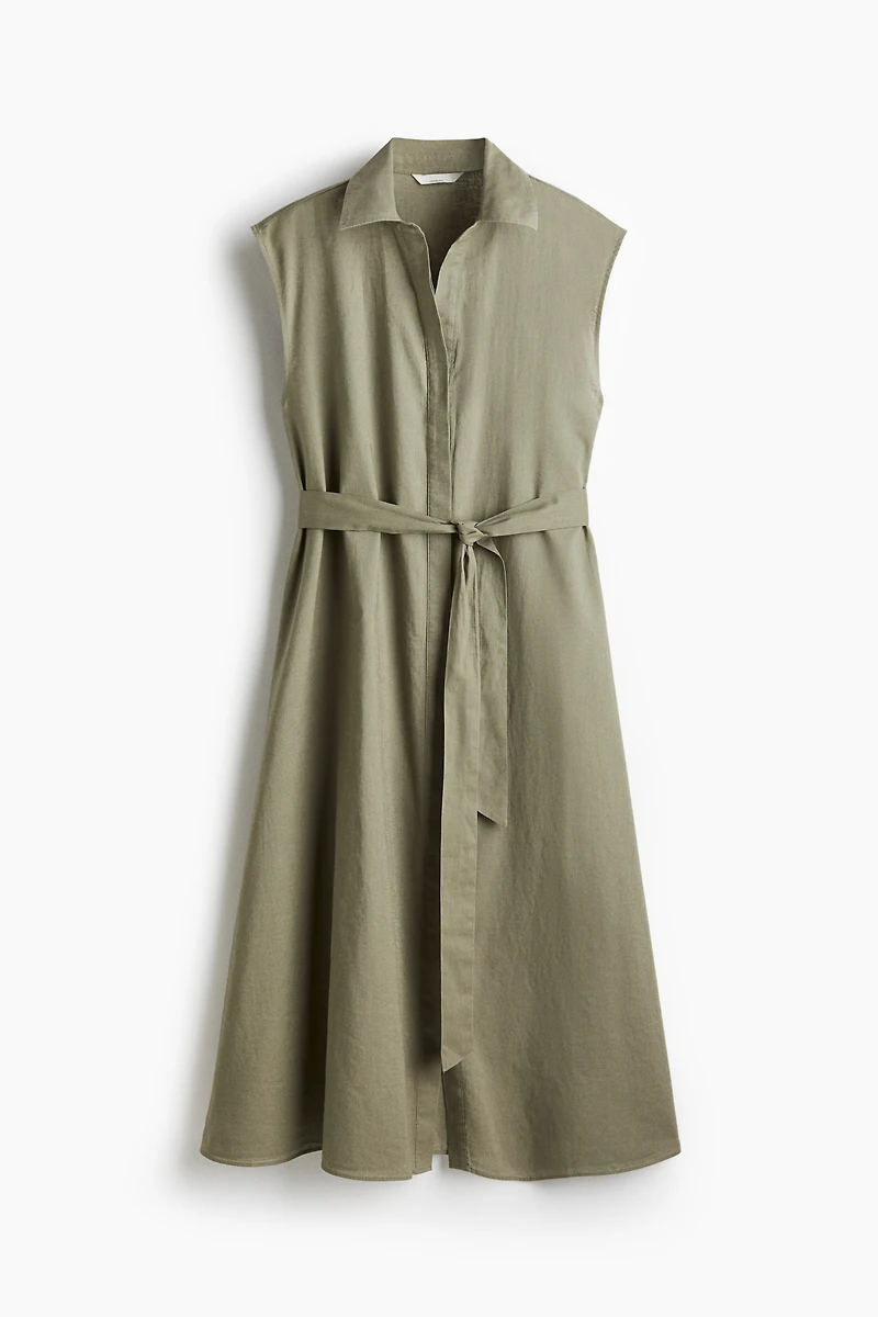Linen-Blend Shirt Dress