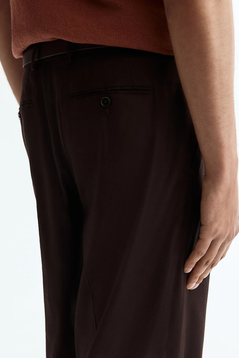 Relaxed-Fit Tailored Linen-Blend Pants