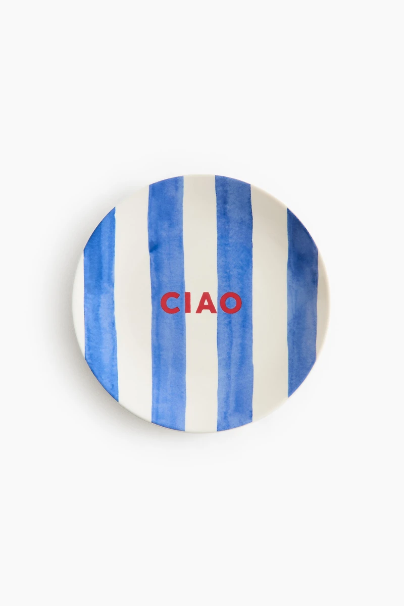 Porcelain Medium Plate with Text Motif