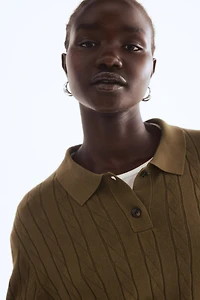 Cable-Knit Polo Shirt