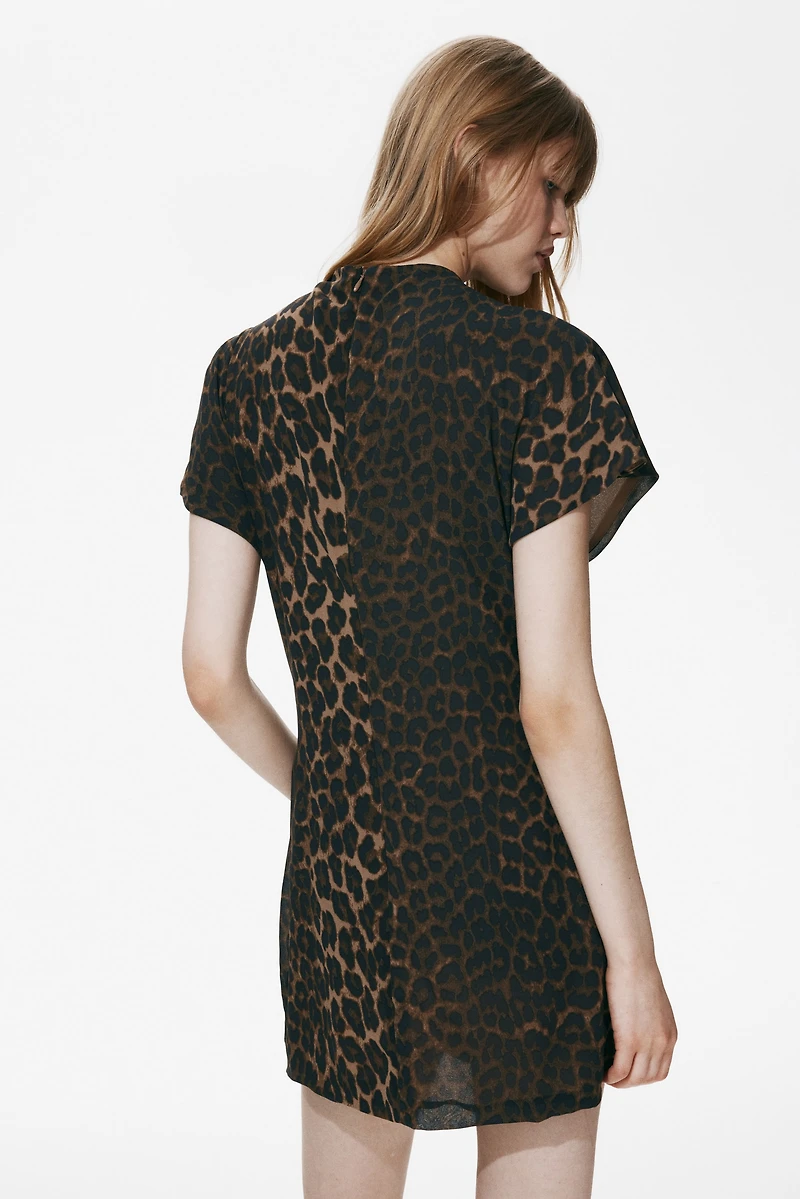 Draped Mock Turtleneck Dress
