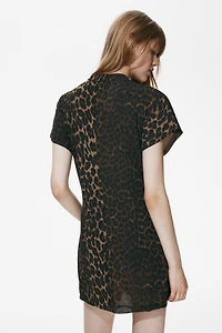 Draped Mock Turtleneck Dress