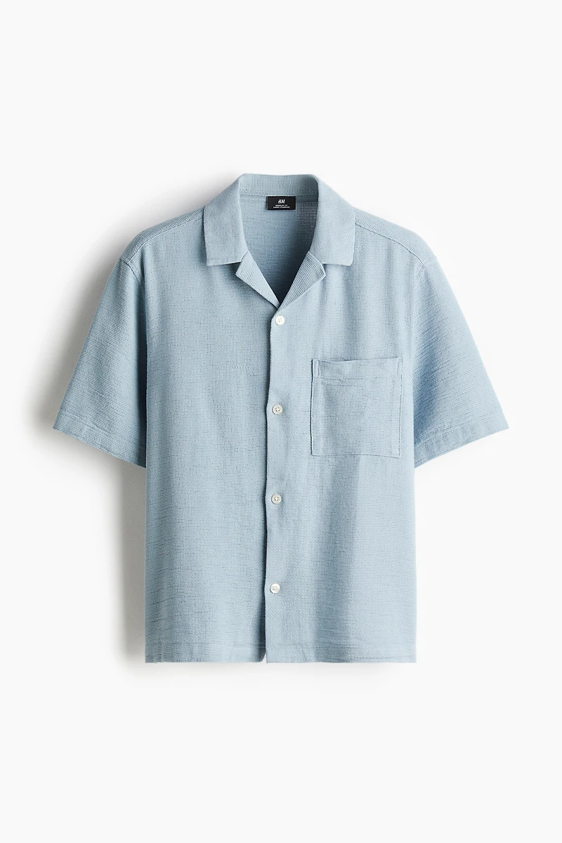 Chemise texturée classique avec col cubain