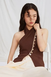 Wrap-Detail Satin Pants