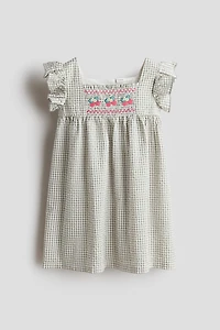 Flutter-Sleeved Cotton Dress
