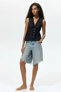 Lace-Trimmed Peplum Top