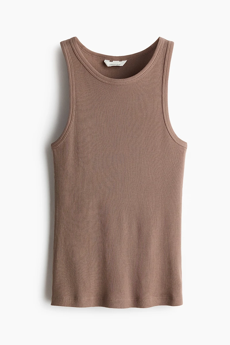 Ribbed Silk-Blend Tank Top
