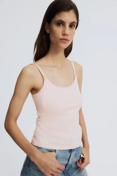 MAMA Pointelle Nursing Strappy Top