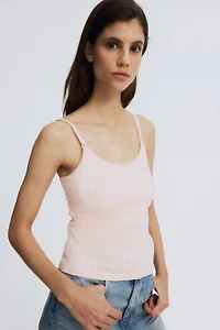 MAMA Pointelle Nursing Strappy Top