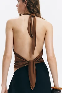 Cowl-Neck Halterneck Top
