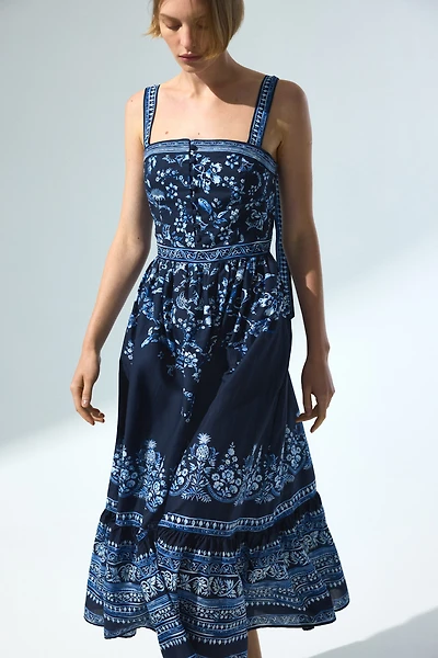 Cotton Dress with Tie-Top Shoulder Straps