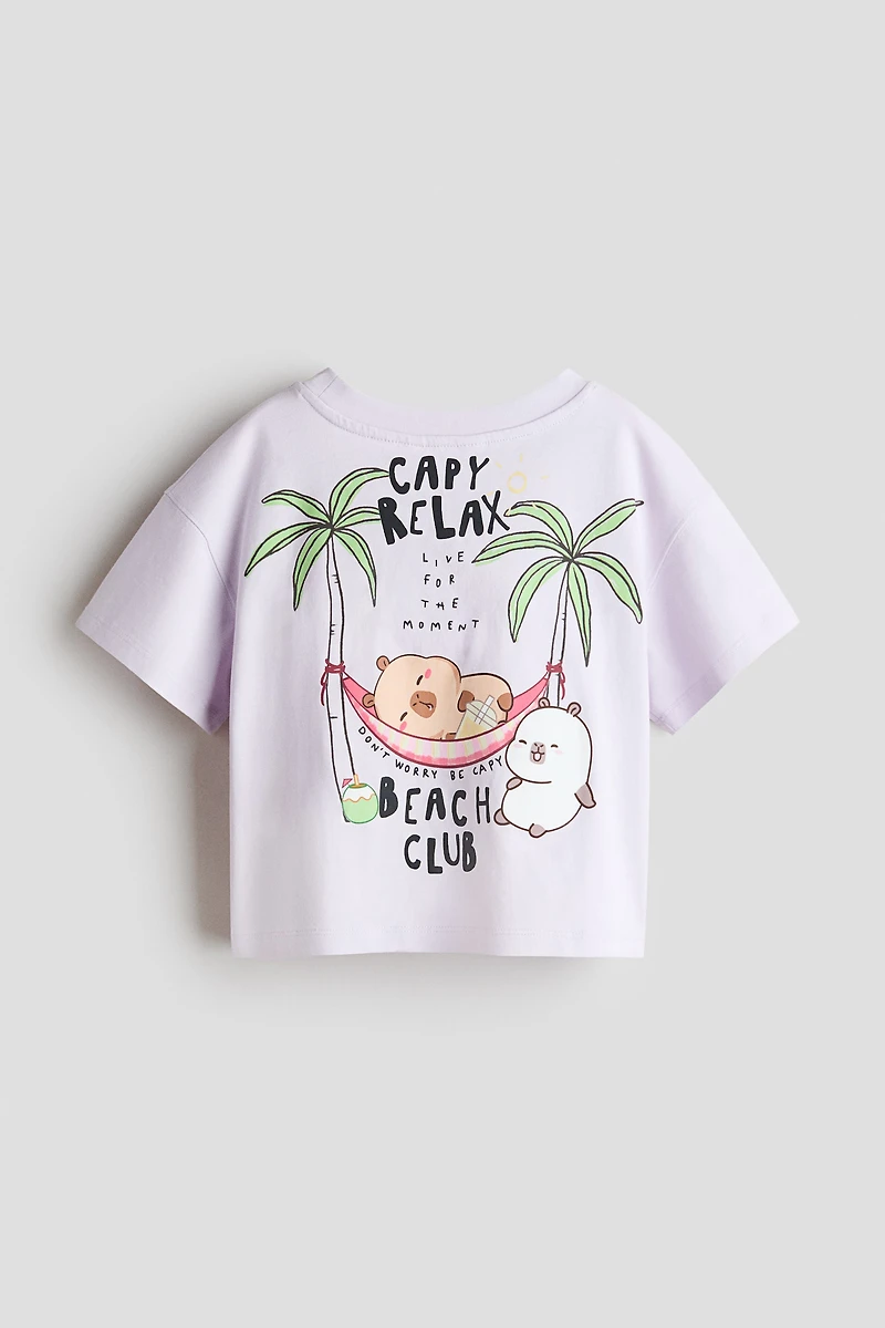 Cotton T-Shirt with Printed Motif