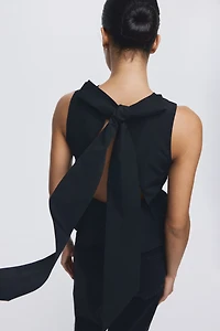 Tie-Detail Peplum Top