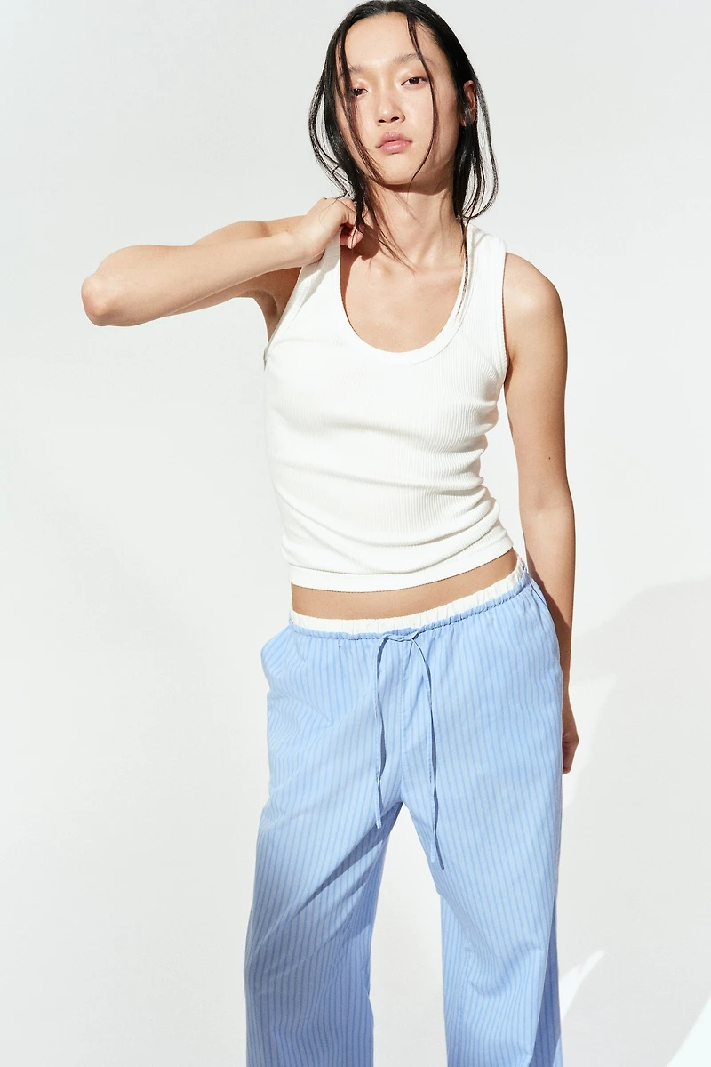 Double-Waistband Poplin Drawstring Pants