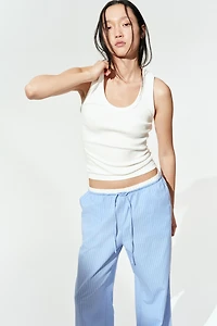 Double-Waistband Poplin Drawstring Pants
