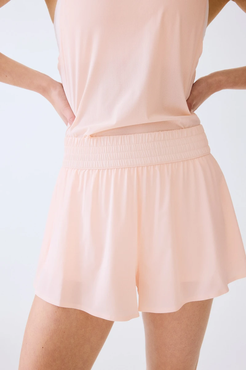 Layered Sports Shorts with Pocket