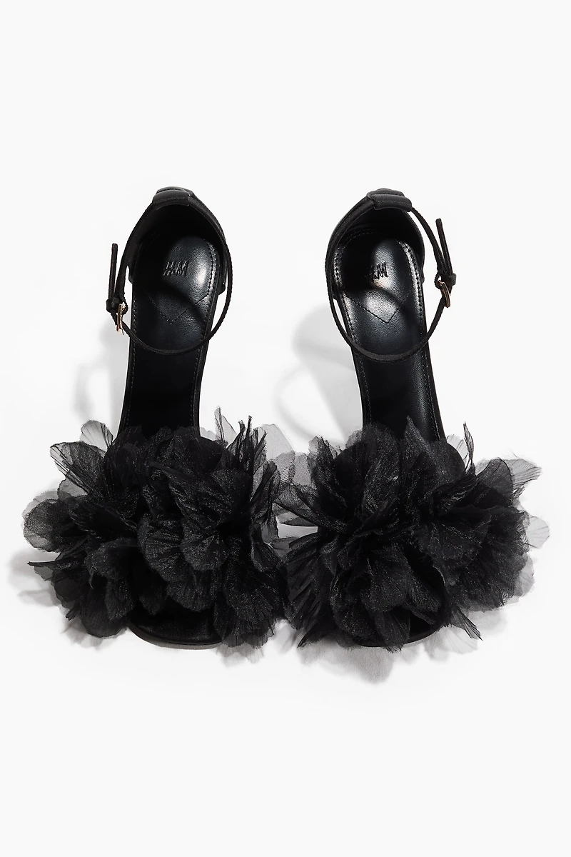 Flower-Detail Heeled Sandals