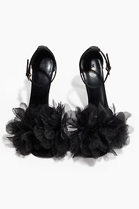 Flower-Detail Heeled Sandals