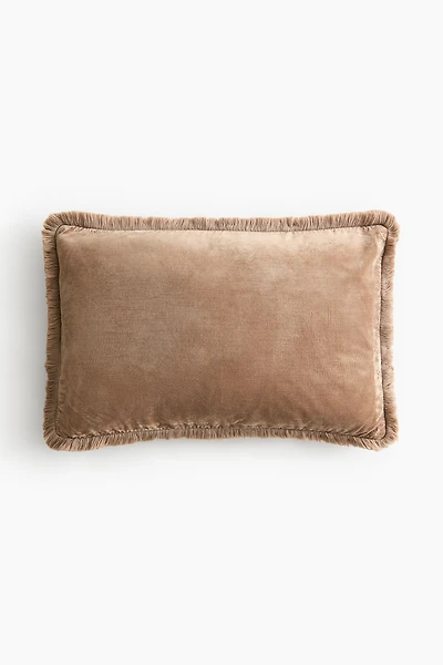 Velvet Cushion Cover with Fringe