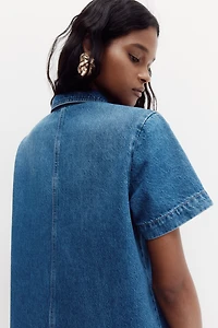 Denim Dress with Collar