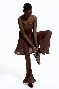 Pantalon en tricot côtelé de soie mélangée