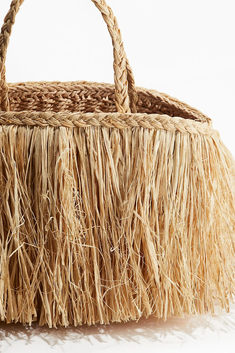 Straw Bag with Fringe