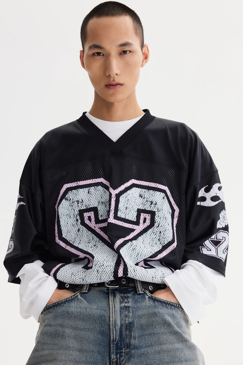 T-shirt ample en filet imprimé