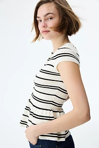 Short-Sleeved Peplum Cardigan