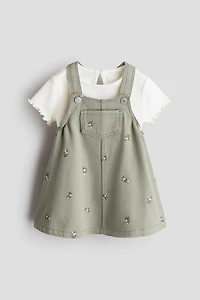 Ensemble 2 pièces robe salopette et haut