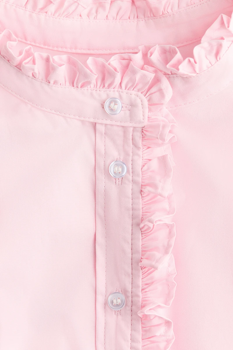 Ruffle-Trimmed Poplin Blouse