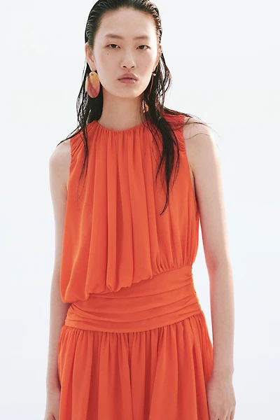 Draped Bubble-Hem Dress
