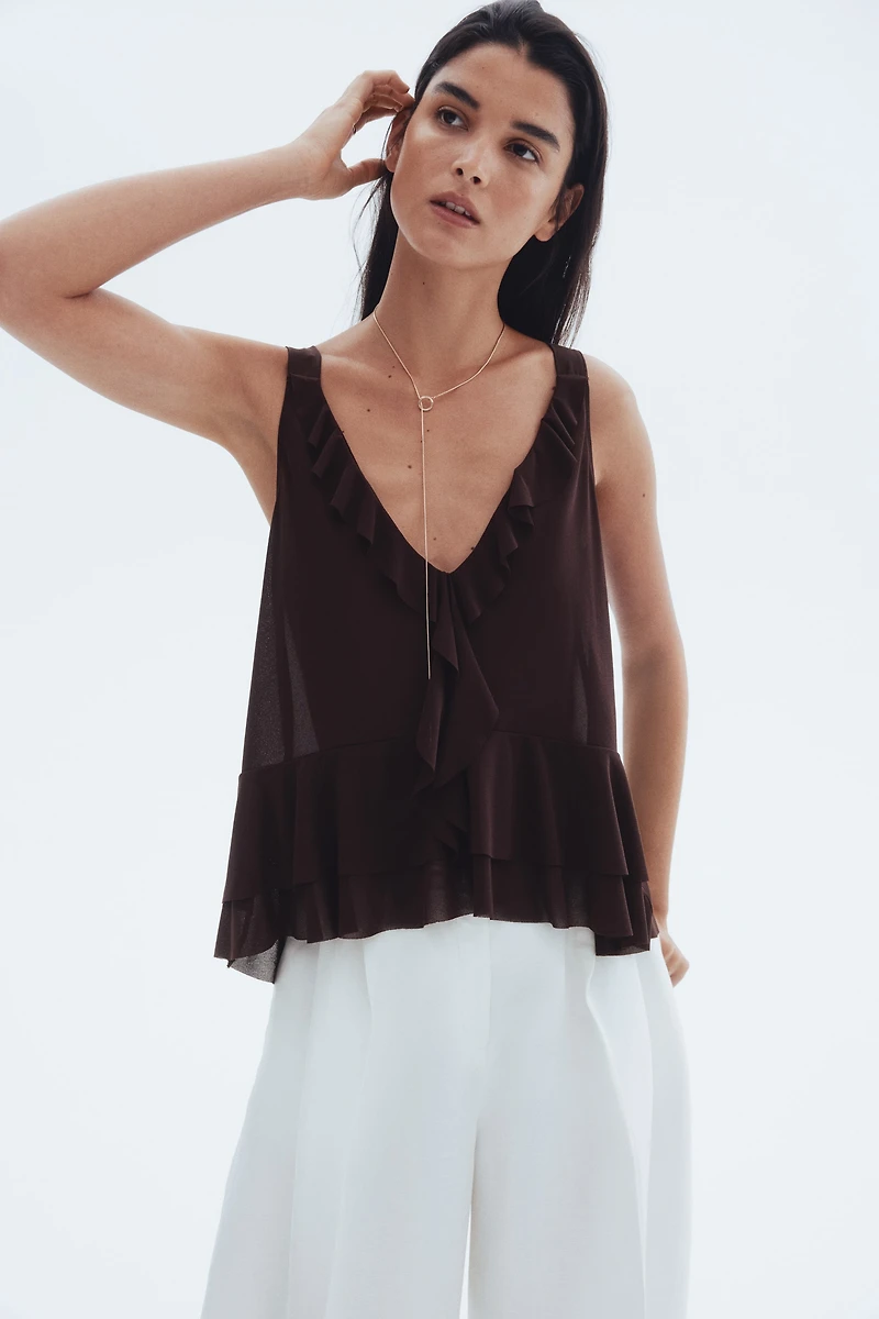 Flounced Sleeveless Top