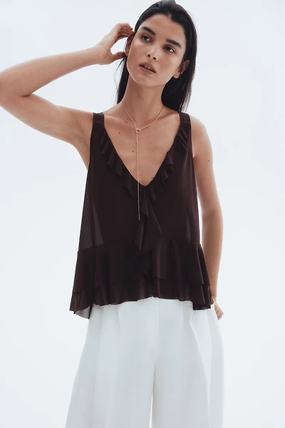 Flounced Sleeveless Top