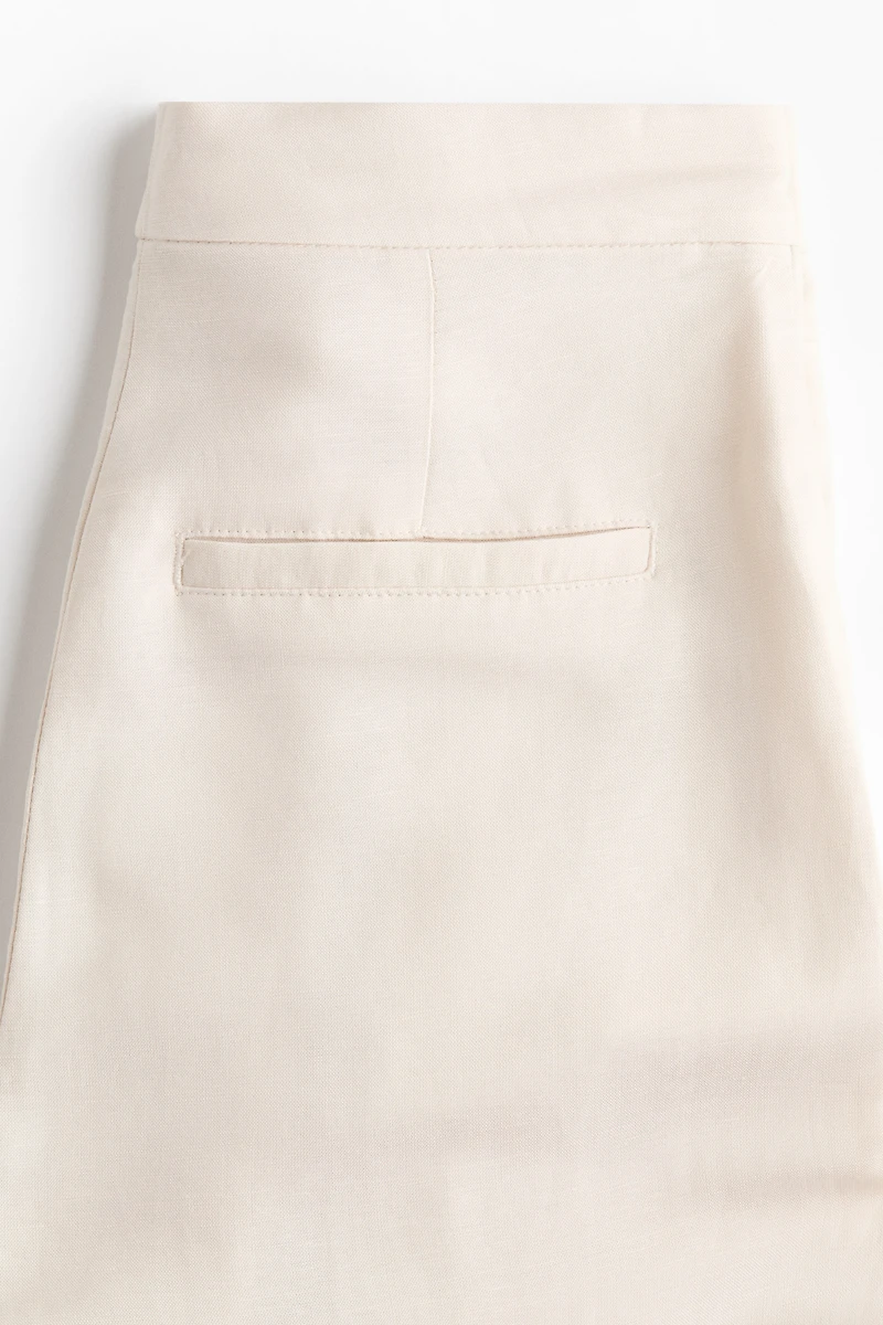 Linen-Blend Barrel-Leg Pants