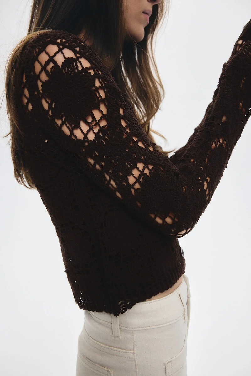 Crochet-Look Cardigan