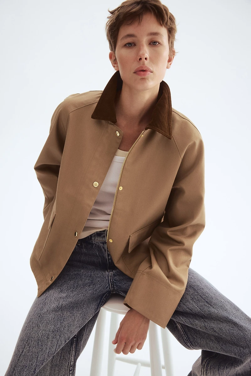 Jacket with Corduroy Collar