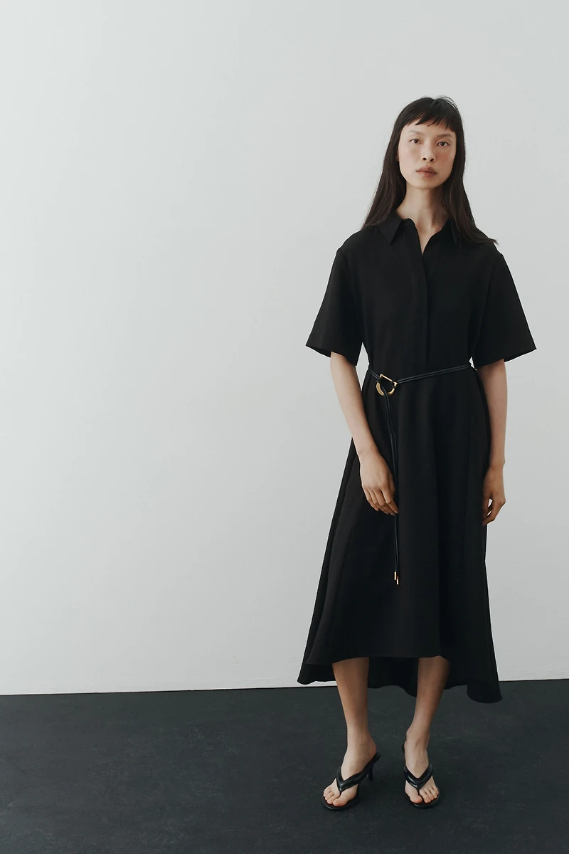 Tie-Belt Shirt Dress