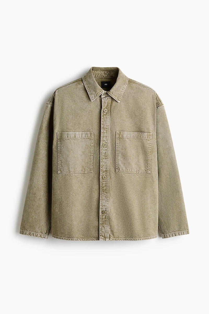 Washed-Look Twill Overshirt