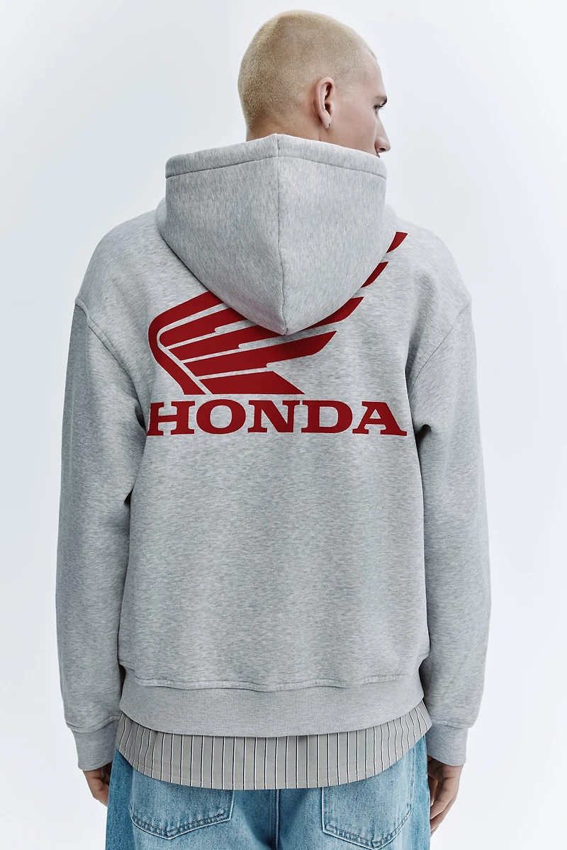 Loose-Fit Printed Hooded Jacket